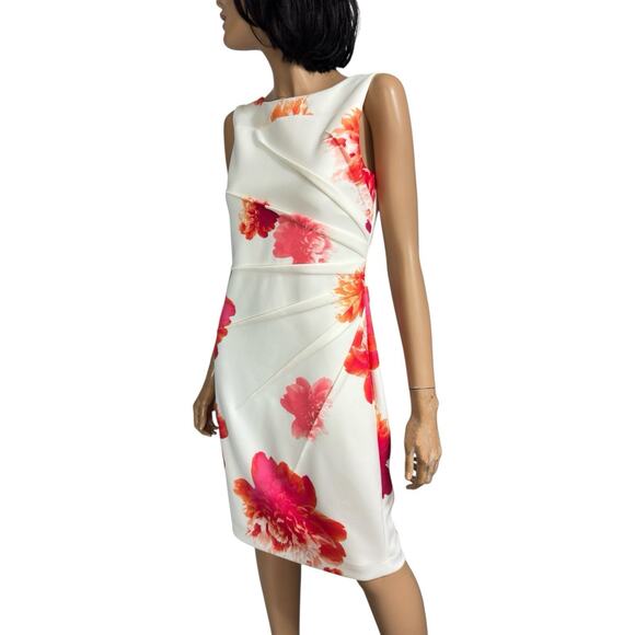 Calvin Klein Floral Scuba Knit Sheath Dress 10 Sunburst Bloomcore Party Wedding - Picture 6 of 14